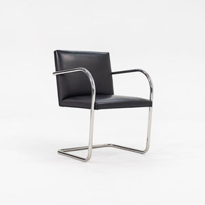 SOLD 2010s Tubular Brno Armchair, Model 245 by Mies van der Rohe for Knoll in Black Leather Sets Available