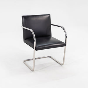 SOLD 2010s Tubular Brno Armchair, Model 245 by Mies van der Rohe for Knoll in Black Leather Sets Available