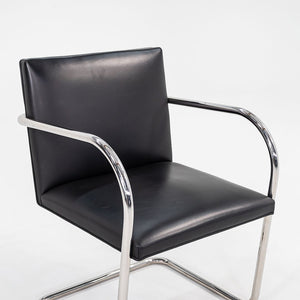 SOLD 2010s Tubular Brno Armchair, Model 245 by Mies van der Rohe for Knoll in Black Leather Sets Available