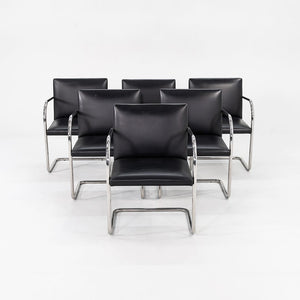SOLD 2010s Tubular Brno Armchair, Model 245 by Mies van der Rohe for Knoll in Black Leather Sets Available