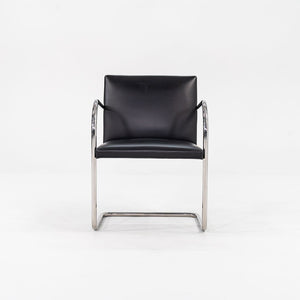 SOLD 2010s Tubular Brno Armchair, Model 245 by Mies van der Rohe for Knoll in Black Leather Sets Available