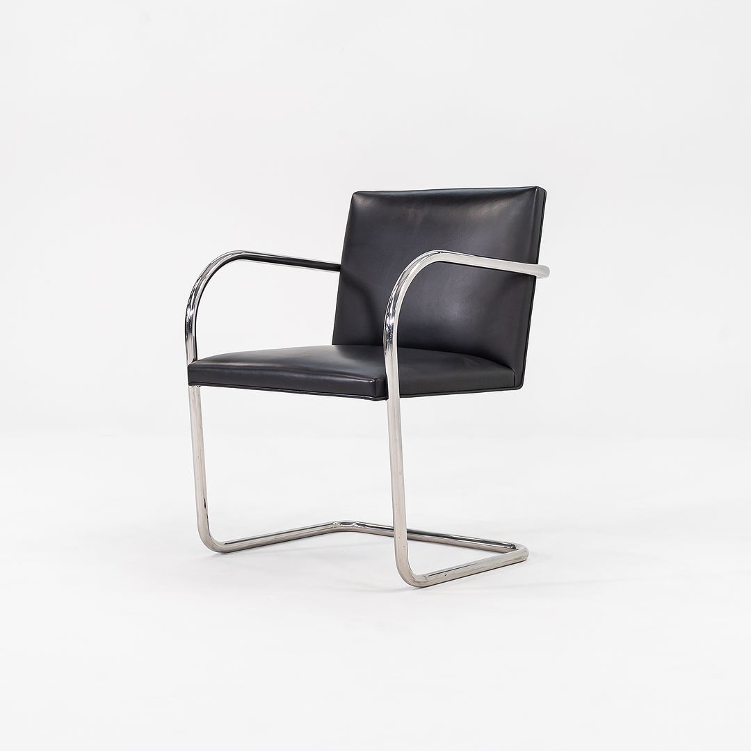 2010s Tubular Brno Armchair, Model 245 by Mies van der Rohe for Knoll in Black Leather Sets Available