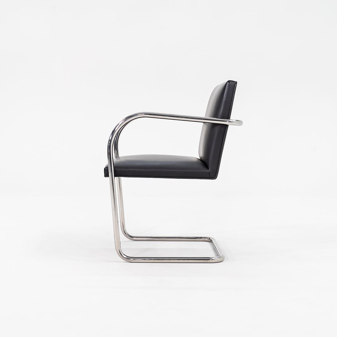 2010s Tubular Brno Armchair, Model 245 by Mies van der Rohe for Knoll in Black Leather Sets Available