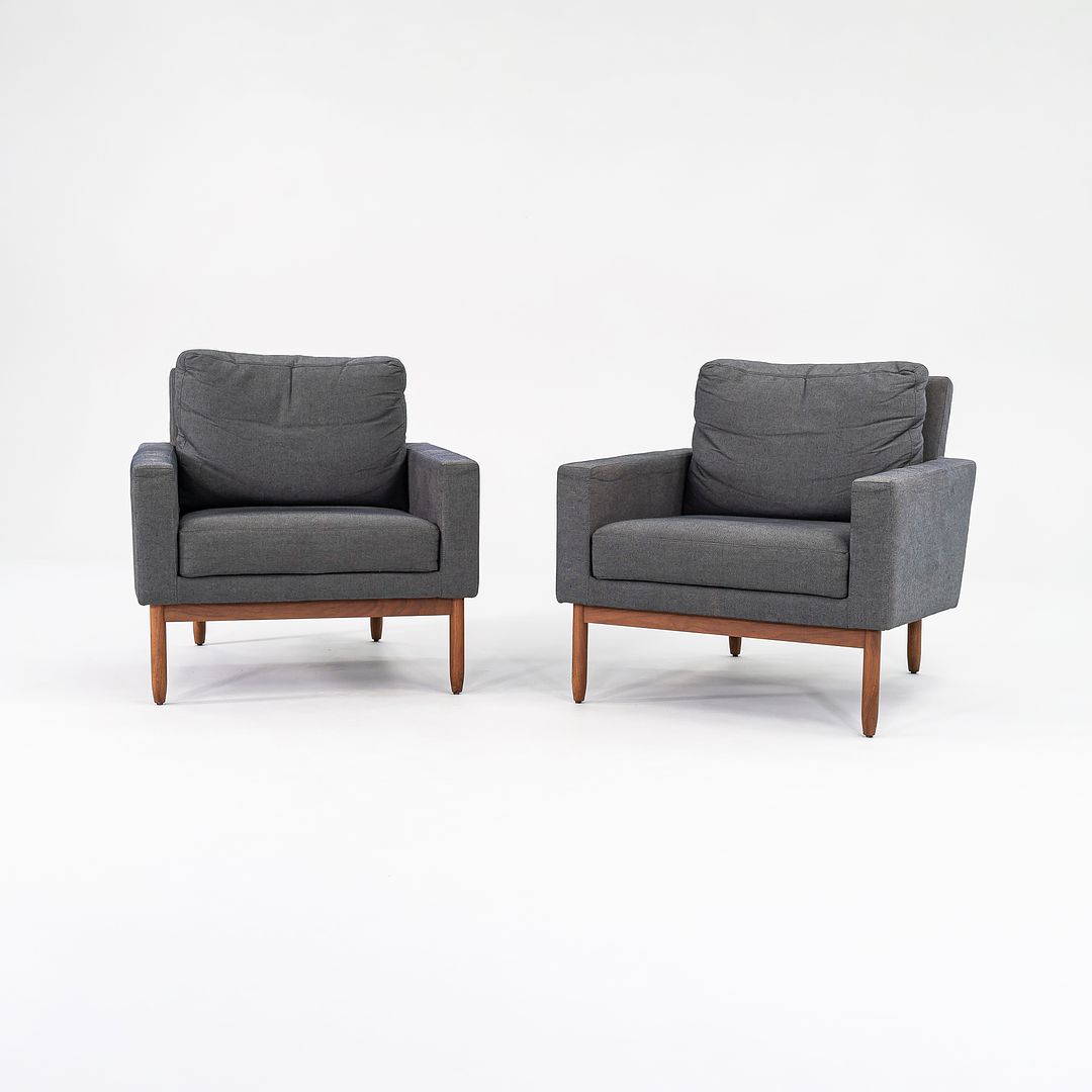 2016 Raleigh Arm Chairs by Jeffrey Bernett and Nicholas Dodziuk for Design Within Reach in Walnut and Grey Fabric