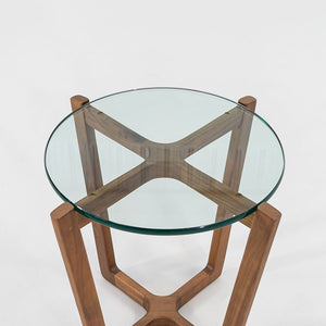SOLD C. 2016 Brad Ascalon for Design Within Reach Side Table in Walnut and Glass