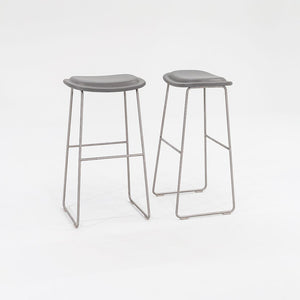 2015 Hi-Pad Bar Stool by Jasper Morrison for Cappellini in Grey Leather and Brushed Stainless Sets Available