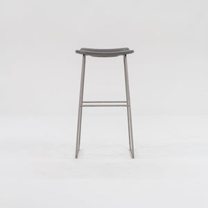 2015 Hi-Pad Bar Stool by Jasper Morrison for Cappellini in Grey Leather and Brushed Stainless Sets Available