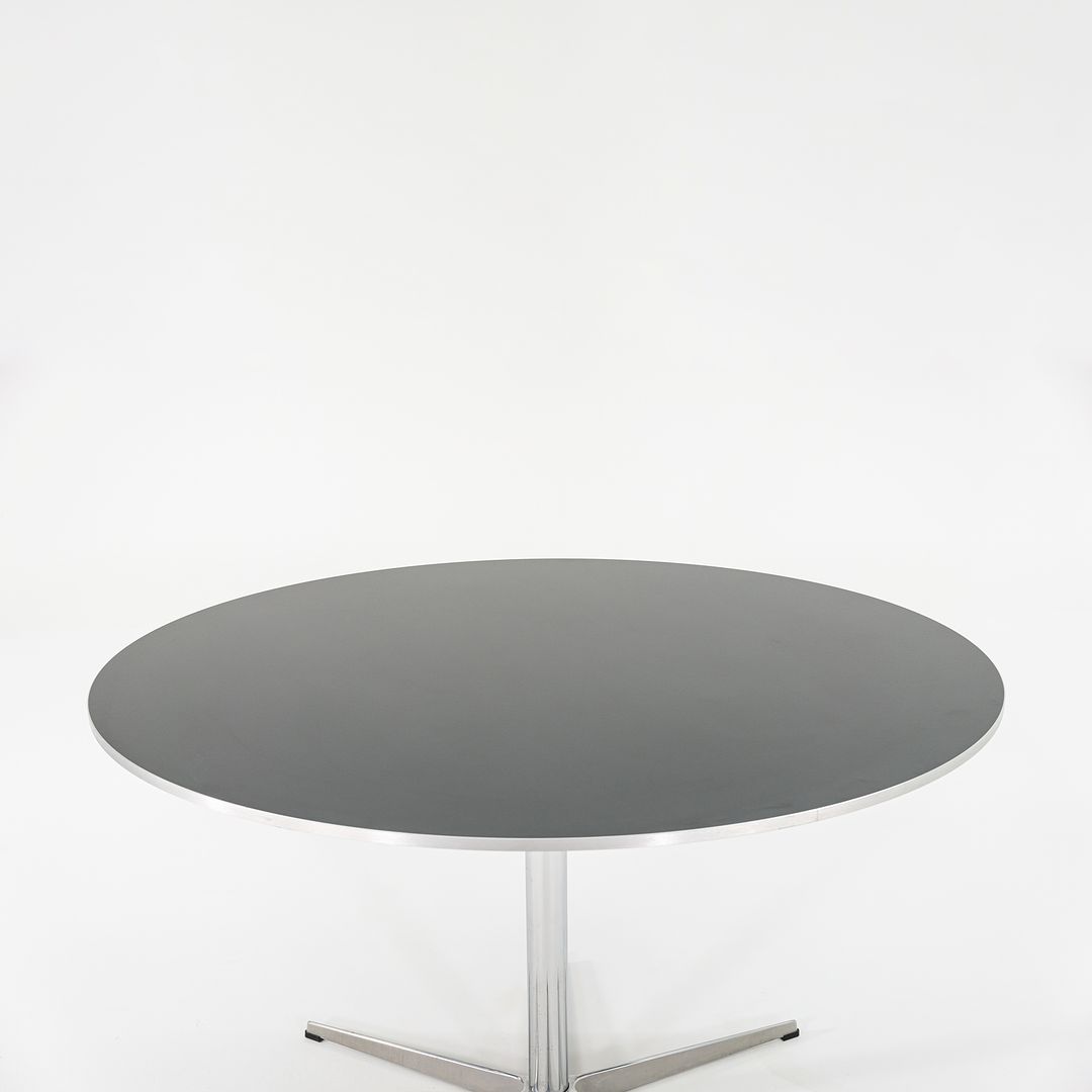 2012 Piet Hein and Arne Jacobsen for Fritz Hansen Super-Circular A825 47 inch Dining Table in Aluminum w/ Black Laminate Top