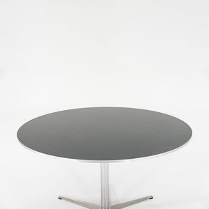 2012 Piet Hein and Arne Jacobsen for Fritz Hansen Super-Circular A825 47 inch Dining Table in Aluminum w/ Black Laminate Top