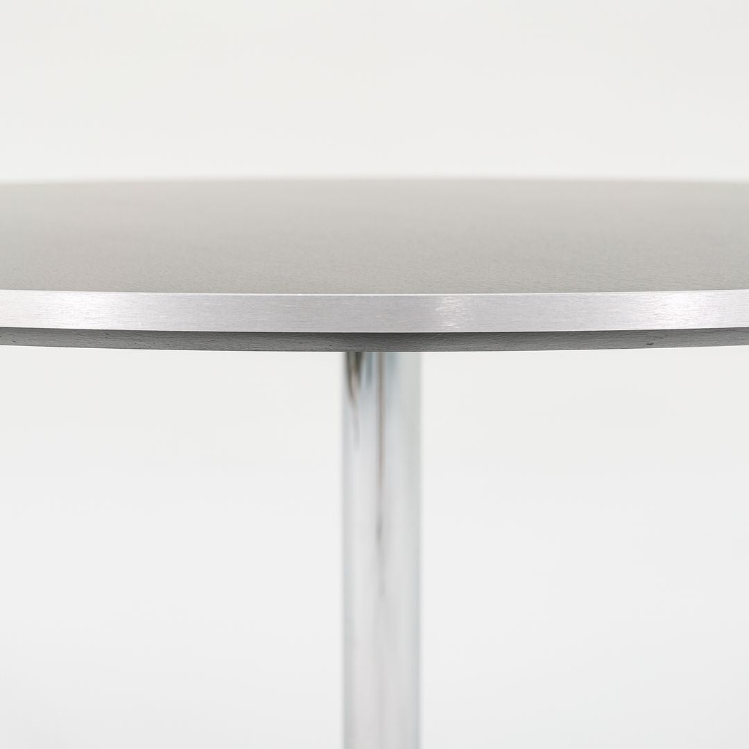2012 Piet Hein and Arne Jacobsen for Fritz Hansen Super-Circular A825 47 inch Dining Table in Aluminum w/ Black Laminate Top