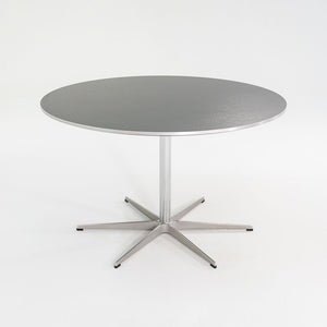 2012 Piet Hein and Arne Jacobsen for Fritz Hansen Super-Circular A825 47 inch Dining Table in Aluminum w/ Black Laminate Top
