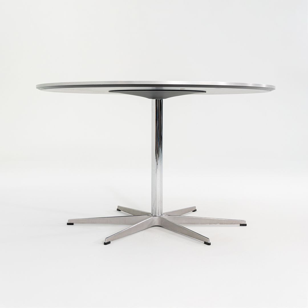 2012 Piet Hein and Arne Jacobsen for Fritz Hansen Super-Circular A825 47 inch Dining Table in Aluminum w/ Black Laminate Top