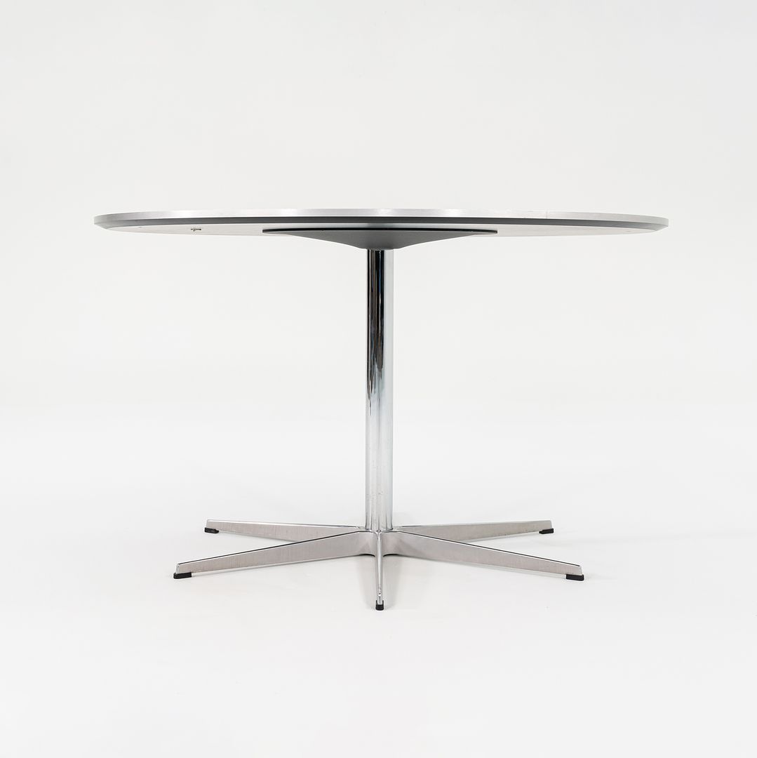 2012 Piet Hein and Arne Jacobsen for Fritz Hansen Super-Circular A825 47 inch Dining Table in Aluminum w/ Black Laminate Top