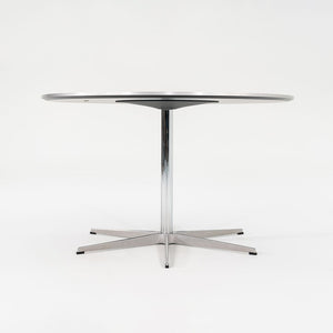 2012 Piet Hein and Arne Jacobsen for Fritz Hansen Super-Circular A825 47 inch Dining Table in Aluminum w/ Black Laminate Top
