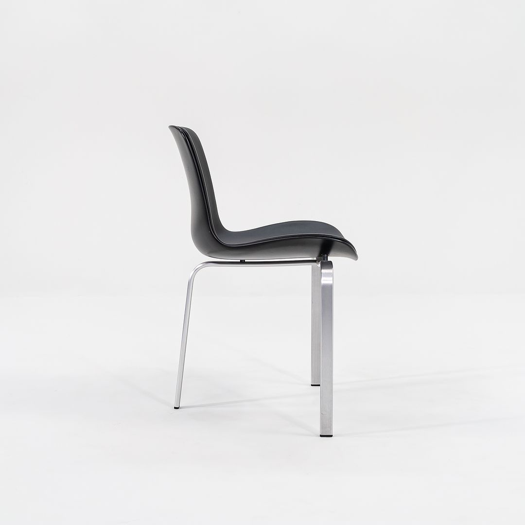 2012 Model PK8 Dining Chair by Poul Kjaerholm for Fritz Hansen in Black Leather and Brushed Stainless 14x Available