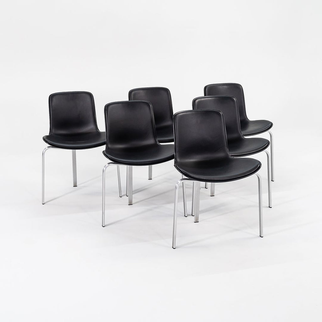 2012 Model PK8 by Poul Kjaerholm for Fritz Hansen in Black Leather and Brushed Stainless 14x Available
