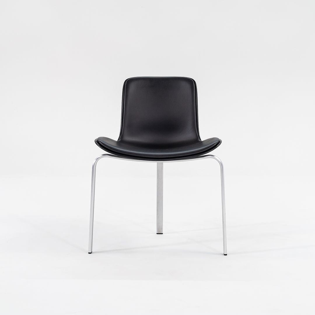 2012 Model PK8 Dining Chair by Poul Kjaerholm for Fritz Hansen in Black Leather and Brushed Stainless 14x Available