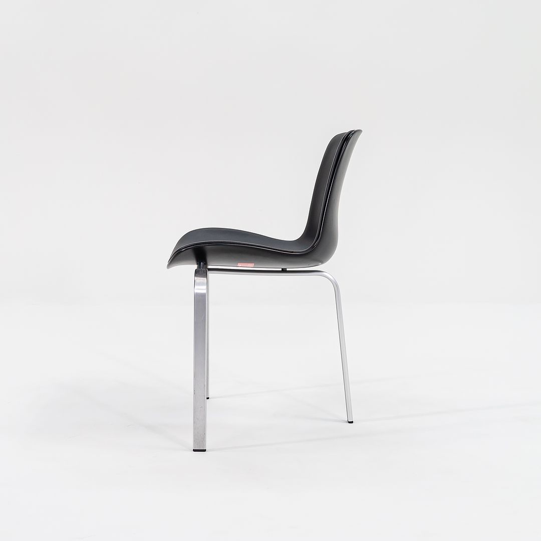 2012 Model PK8 Dining Chair by Poul Kjaerholm for Fritz Hansen in Black Leather and Brushed Stainless 14x Available