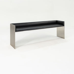 2016 Custom Brushed Stainless Steel Bench with Black Leather Upholstery, 3x Available