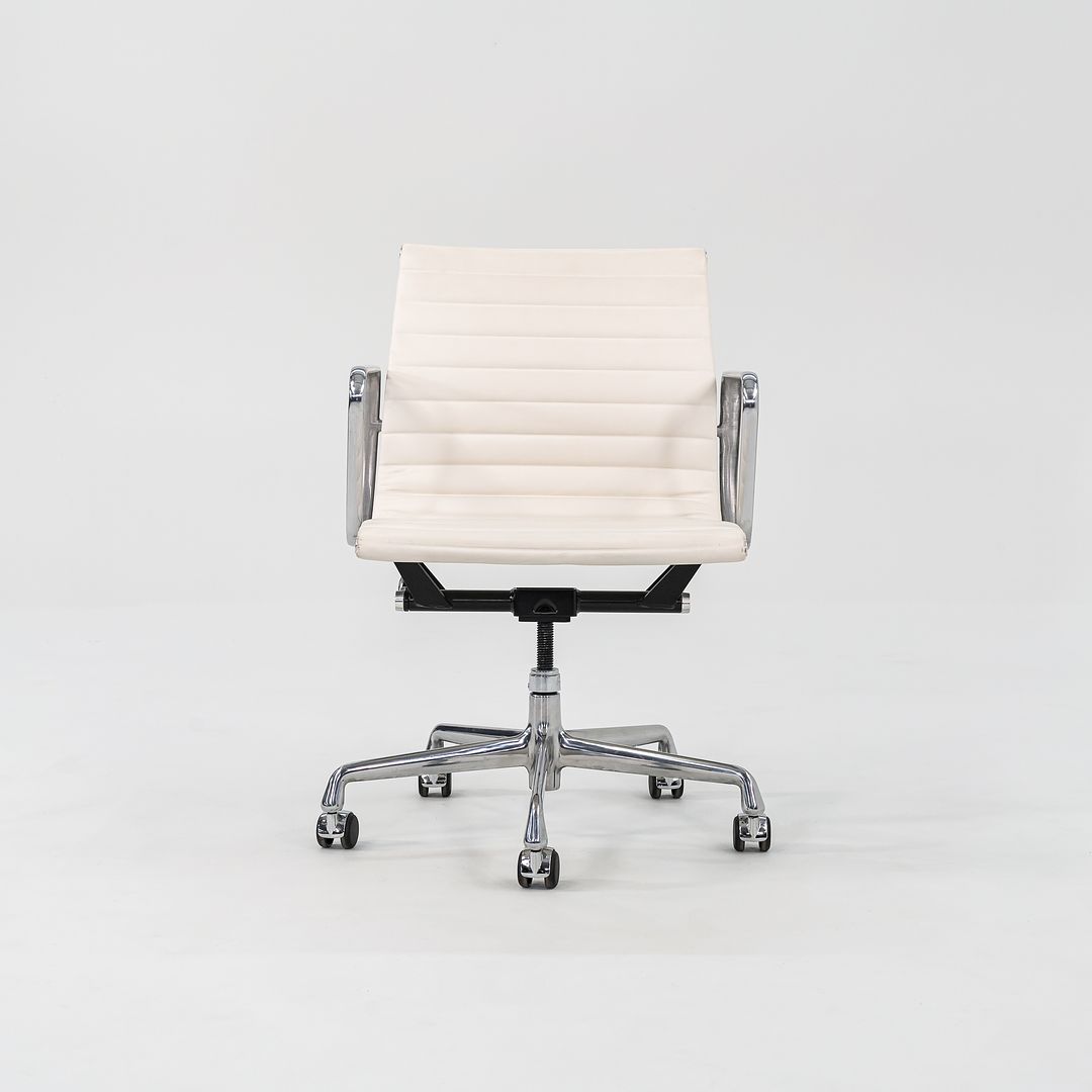 2022 Aluminum Group Management Desk Chair, Model EA335 by Ray and Charles Eames for Herman Miller in White Bristol Leather 2x Available