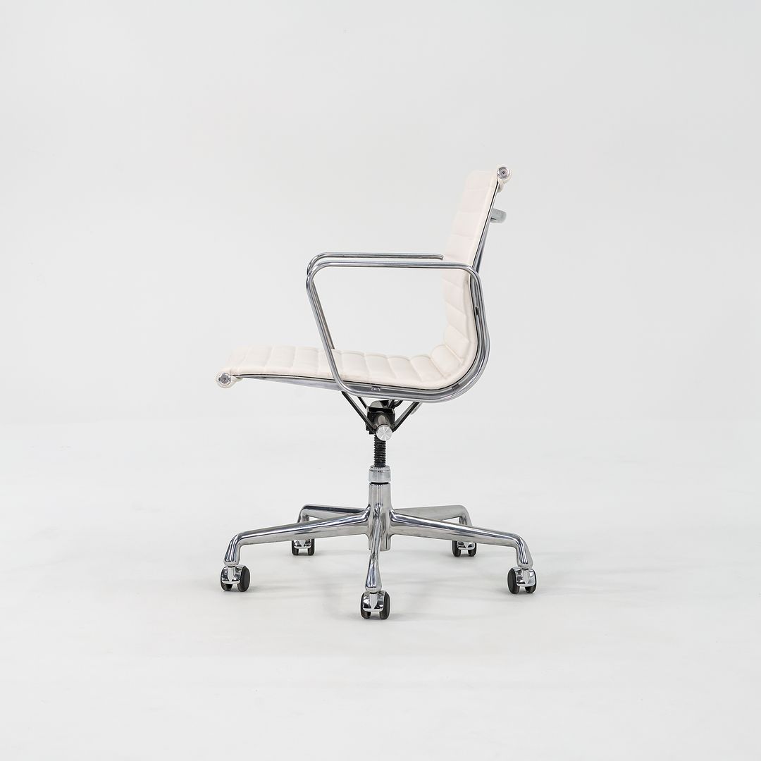 2022 Aluminum Group Management Desk Chair, Model EA335 by Ray and Charles Eames for Herman Miller in White Bristol Leather 2x Available