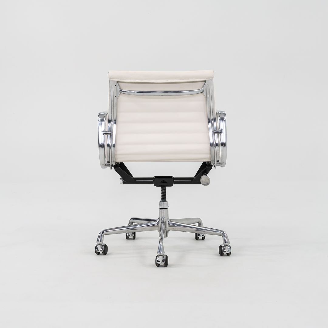 2022 Aluminum Group Management Desk Chair, Model EA335 by Ray and Charles Eames for Herman Miller in White Bristol Leather 2x Available