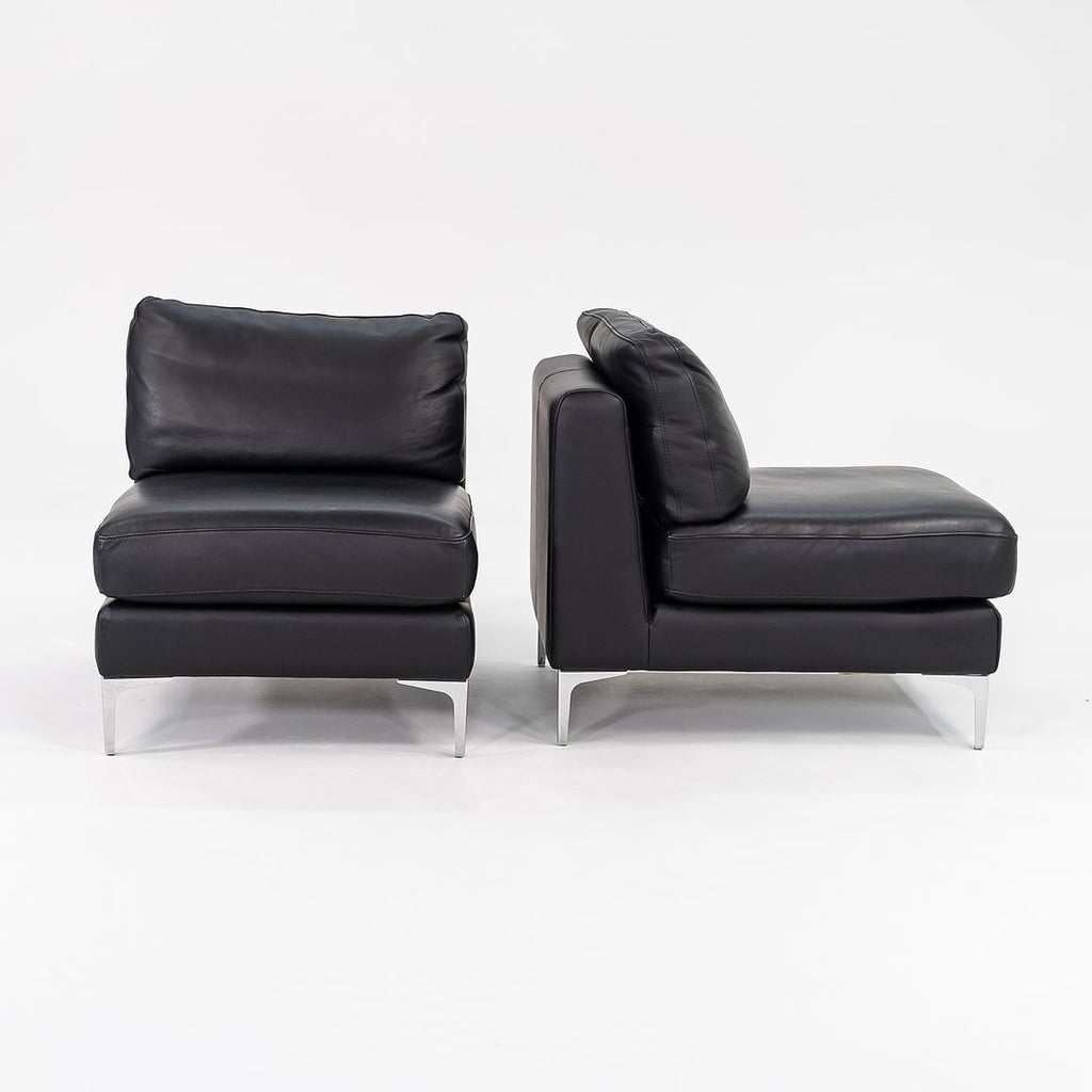 2016 Pair of Nicoletti Lounge Chairs by Giuseppe Nicoletti for Design Within Reach in Black Leather