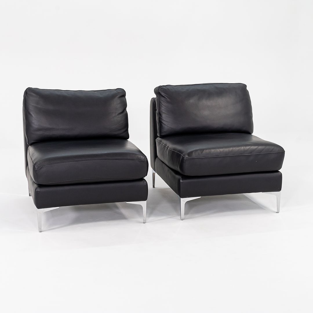 2016 Pair of Nicoletti Lounge Chairs by Giuseppe Nicoletti for Design Within Reach in Black Leather