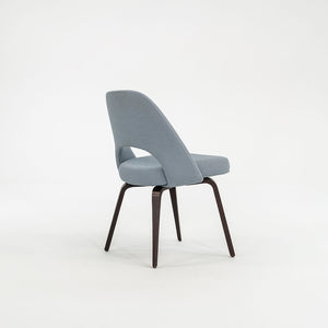 SOLD 2018 Pair of Saarinen Executive Armless Chairs, 72C by Eero Saarinen for Knoll with Wood Legs and Fabric Upholstery