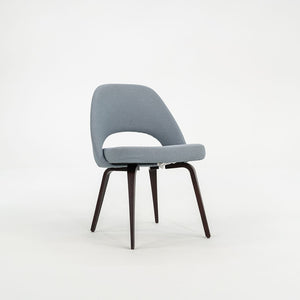 SOLD 2018 Pair of Saarinen Executive Armless Chairs, 72C by Eero Saarinen for Knoll with Wood Legs and Fabric Upholstery