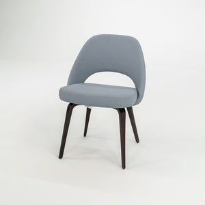 SOLD 2018 Pair of Saarinen Executive Armless Chairs, 72C by Eero Saarinen for Knoll with Wood Legs and Fabric Upholstery