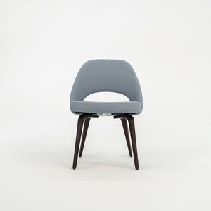 SOLD 2018 Pair of Saarinen Executive Armless Chairs, 72C by Eero Saarinen for Knoll with Wood Legs and Fabric Upholstery