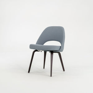 SOLD 2018 Pair of Saarinen Executive Armless Chairs, 72C by Eero Saarinen for Knoll with Wood Legs and Fabric Upholstery