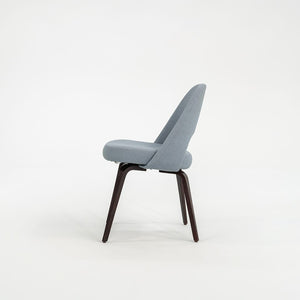 SOLD 2018 Pair of Saarinen Executive Armless Chairs, 72C by Eero Saarinen for Knoll with Wood Legs and Fabric Upholstery