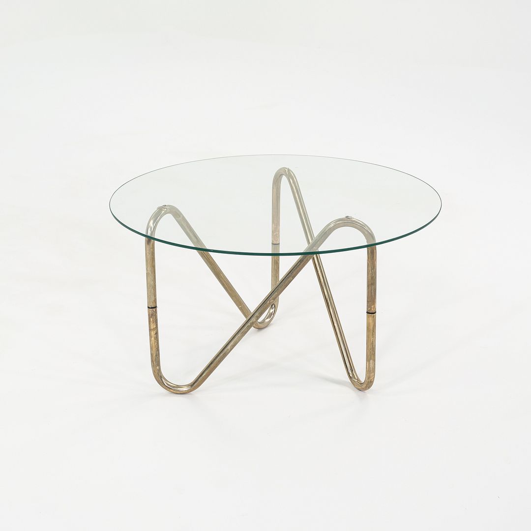 1960s French Tubular Chrome Side or End Table with 26 inch Round Glass Top