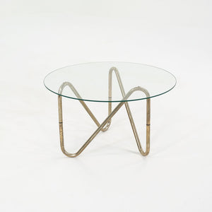 1960s French Tubular Chrome Side or End Table with 26 inch Round Glass Top
