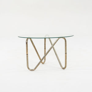 1960s French Tubular Chrome Side or End Table with 26 inch Round Glass Top