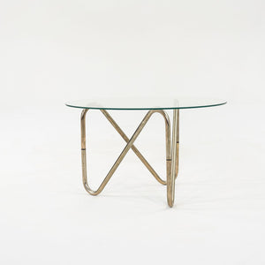 1960s French Tubular Chrome Side or End Table with 26 inch Round Glass Top
