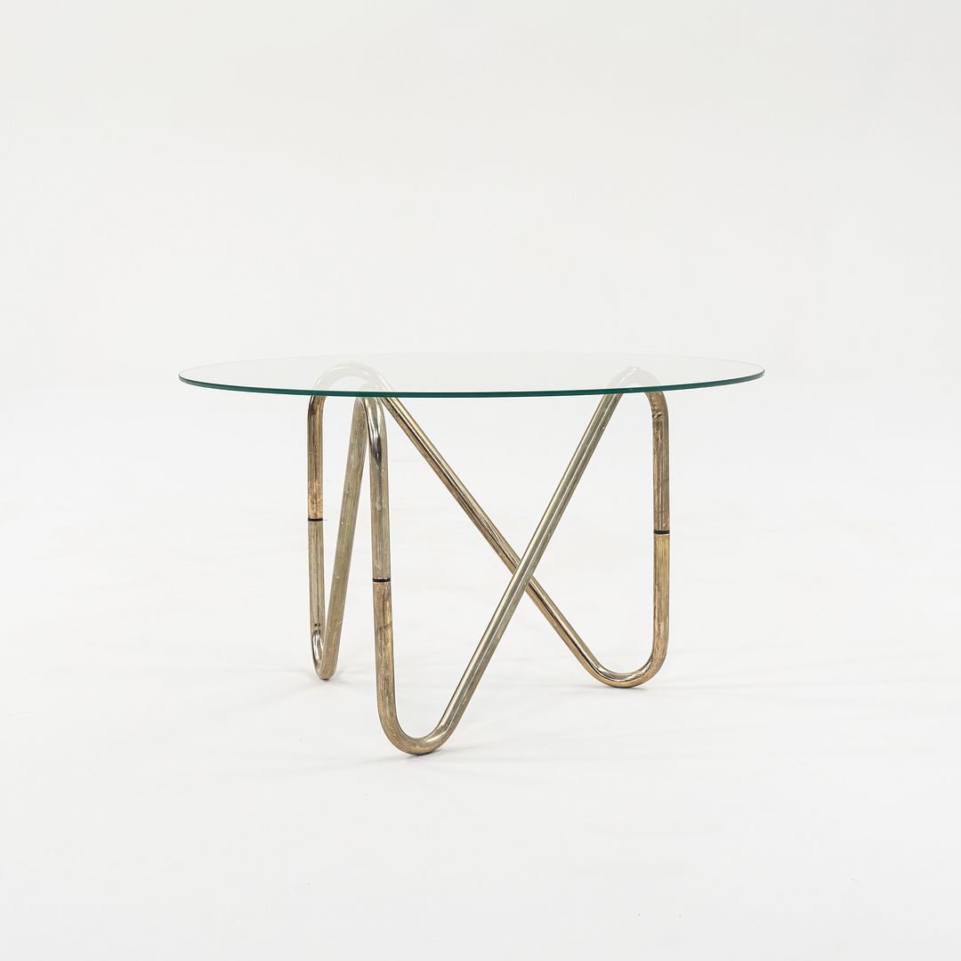 1960s French Tubular Chrome Side or End Table with 26 inch Round Glass Top