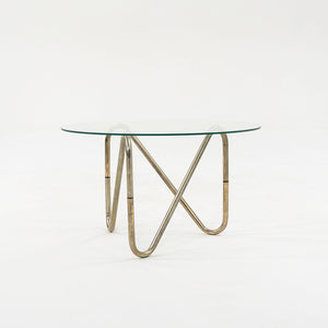 1960s French Tubular Chrome Side or End Table with 26 inch Round Glass Top
