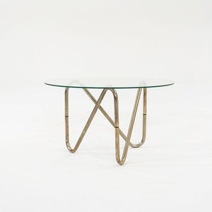1960s French Tubular Chrome Side or End Table with 26 inch Round Glass Top