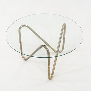 1960s French Tubular Chrome Side or End Table with 26 inch Round Glass Top