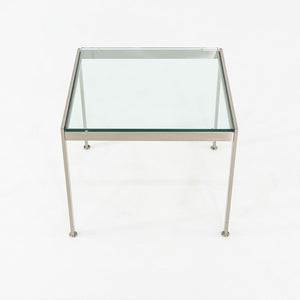 2010s Metal Series Square End Table with Glass Top by Geiger 24x24x20 inches