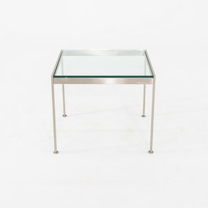 2010s Metal Series Square End Table with Glass Top by Geiger 24x24x20 inches
