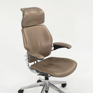 SOLD 2000s Niels Diffrient for Humanscale Freedom Desk Chair in Dark Tan Leather