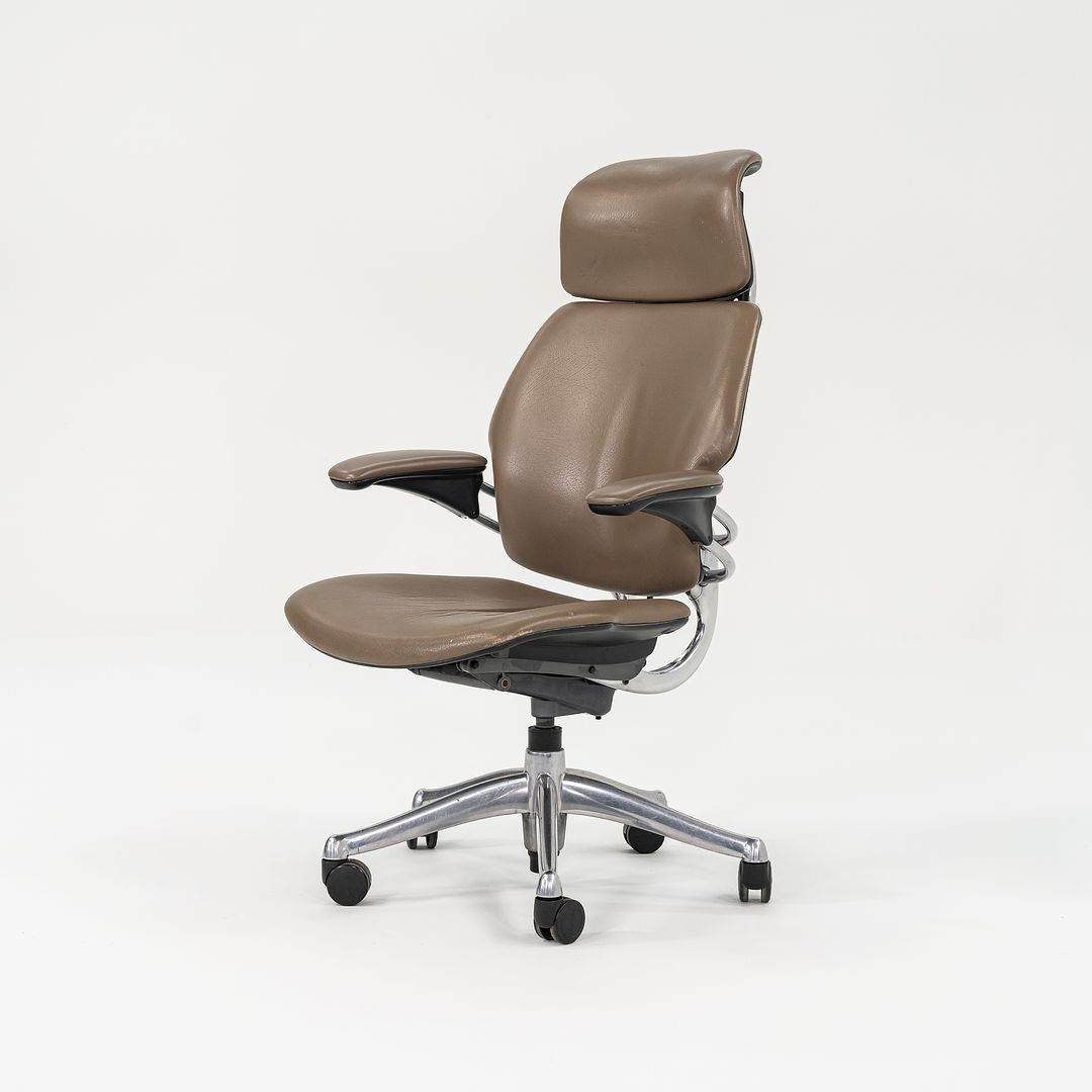 SOLD 2000s Niels Diffrient for Humanscale Freedom Desk Chair in Dark Tan Leather