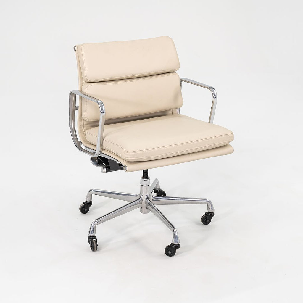 SOLD 2010s Eames Aluminum Group Soft Pad Management Desk Chair, EA435 by Ray and Charles Eames for Herman Miller in Leather