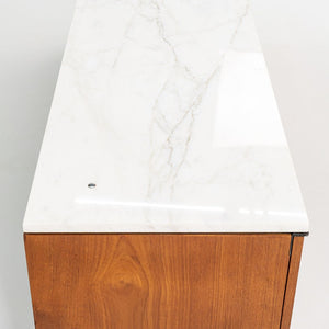 1960S 4-Position Credenza, Model 2544 By Florence Knoll For Knoll Steel, Walnut, Marble