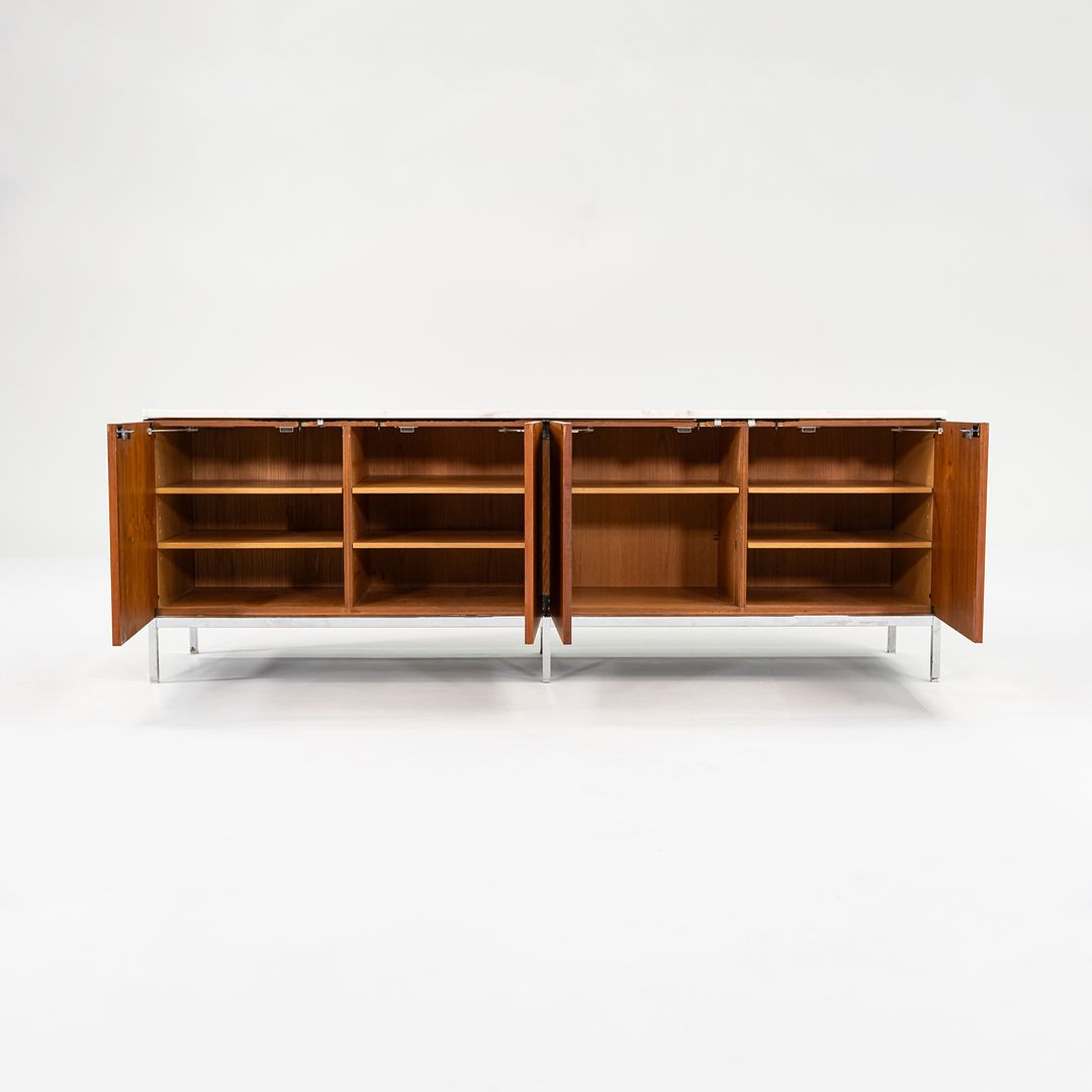 1960S 4-Position Credenza, Model 2544 By Florence Knoll For Knoll Steel, Walnut, Marble