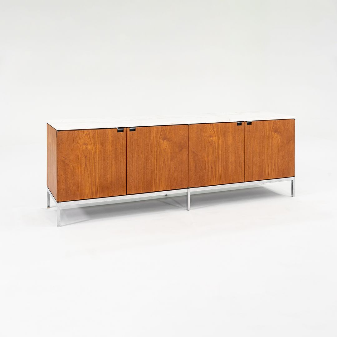 1960S 4-Position Credenza Cabinet, Model 2544 By Florence Knoll For Knoll Steel, Walnut, Marble